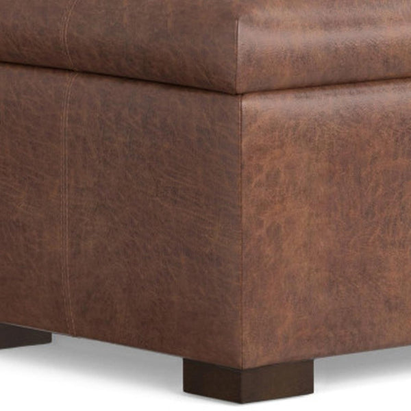 48 Inch Faux Leather Storage Ottoman Tufted Footrest Bench for Living Room Decor