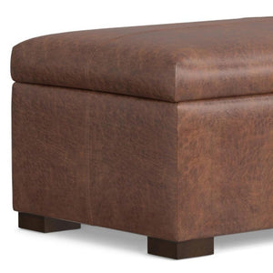 48 Inch Faux Leather Storage Ottoman Tufted Footrest Bench for Living Room Decor