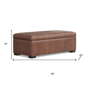 48 Inch Faux Leather Storage Ottoman Tufted Footrest Bench for Living Room Decor