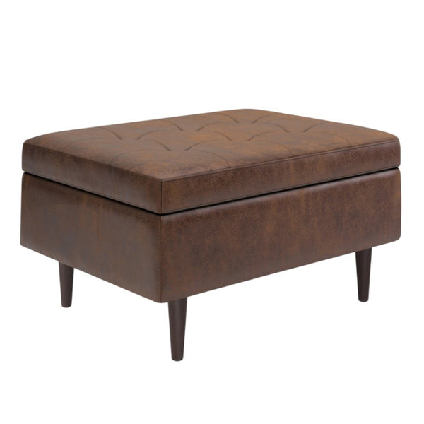 HomeRoots 34" Stylish Brown Upholstered Storage Ottoman - Multi-Functional Seating and Hidden Storage Solution 640182