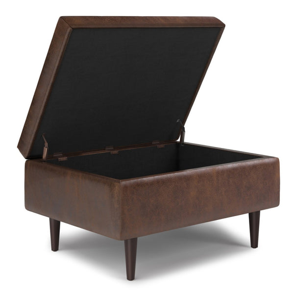 HomeRoots 34" Stylish Brown Upholstered Storage Ottoman - Multi-Functional Seating and Hidden Storage Solution 640182