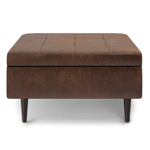 HomeRoots 34" Stylish Brown Upholstered Storage Ottoman - Multi-Functional Seating and Hidden Storage Solution 640182