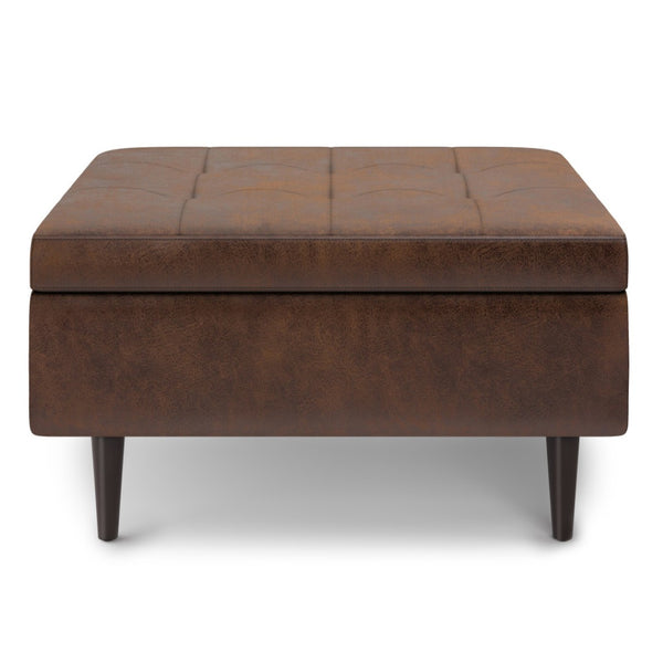 HomeRoots 34" Stylish Brown Upholstered Storage Ottoman - Multi-Functional Seating and Hidden Storage Solution 640182