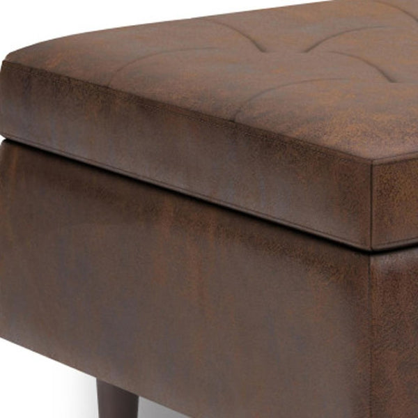 HomeRoots 34" Stylish Brown Upholstered Storage Ottoman - Multi-Functional Seating and Hidden Storage Solution 640182