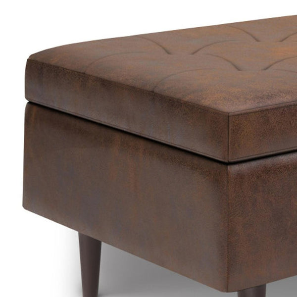 HomeRoots 34" Stylish Brown Upholstered Storage Ottoman - Multi-Functional Seating and Hidden Storage Solution 640182