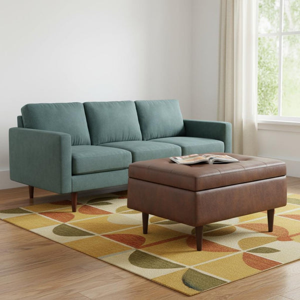 HomeRoots 34" Stylish Brown Upholstered Storage Ottoman - Multi-Functional Seating and Hidden Storage Solution 640182