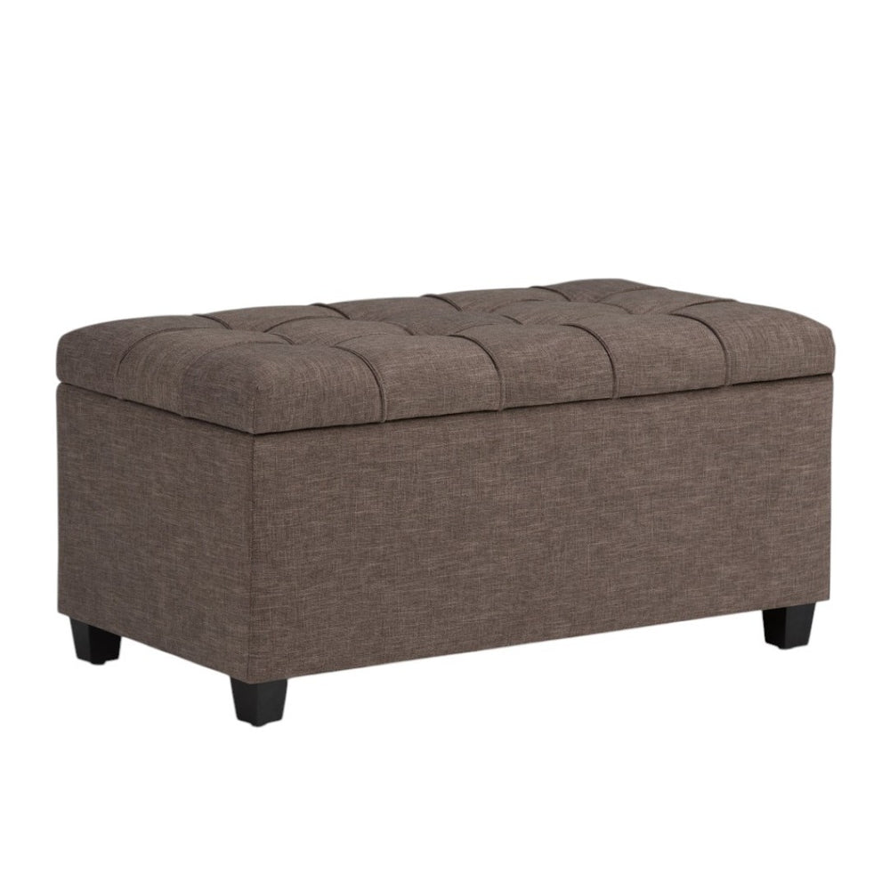 HomeRoots 33" Espresso and Fawn Upholstered Storage Ottoman - Stylish Seating and Smart Storage for Any Room 640184
