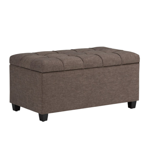HomeRoots 33" Espresso and Fawn Upholstered Storage Ottoman - Stylish Seating and Smart Storage for Any Room 640184