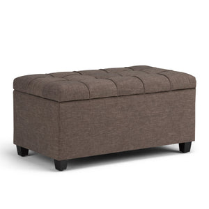 HomeRoots 33" Espresso and Fawn Upholstered Storage Ottoman - Stylish Seating and Smart Storage for Any Room 640184