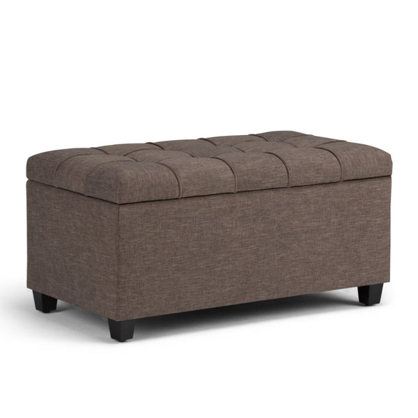 HomeRoots 33" Espresso and Fawn Upholstered Storage Ottoman - Stylish Seating and Smart Storage for Any Room 640184