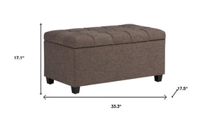 HomeRoots 33" Espresso and Fawn Upholstered Storage Ottoman - Stylish Seating and Smart Storage for Any Room 640184
