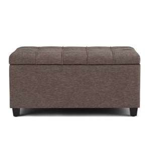 HomeRoots 33" Espresso and Fawn Upholstered Storage Ottoman - Stylish Seating and Smart Storage for Any Room 640184