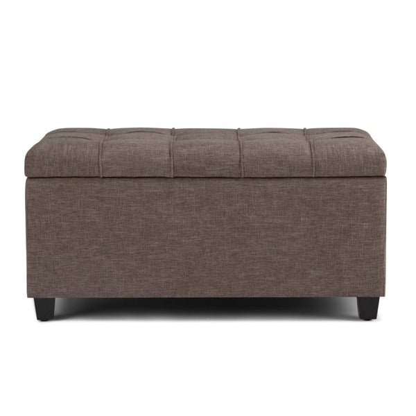 HomeRoots 33" Espresso and Fawn Upholstered Storage Ottoman - Stylish Seating and Smart Storage for Any Room 640184