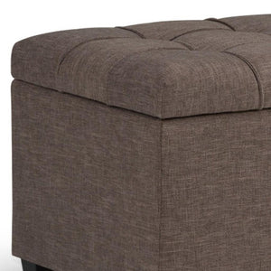 HomeRoots 33" Espresso and Fawn Upholstered Storage Ottoman - Stylish Seating and Smart Storage for Any Room 640184