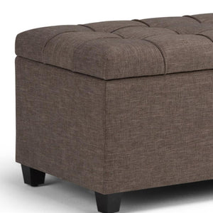 HomeRoots 33" Espresso and Fawn Upholstered Storage Ottoman - Stylish Seating and Smart Storage for Any Room 640184