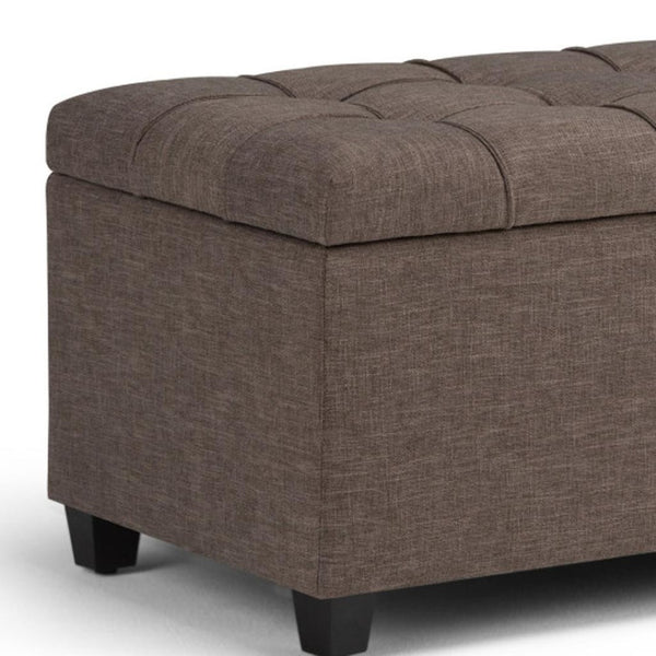 HomeRoots 33" Espresso and Fawn Upholstered Storage Ottoman - Stylish Seating and Smart Storage for Any Room 640184