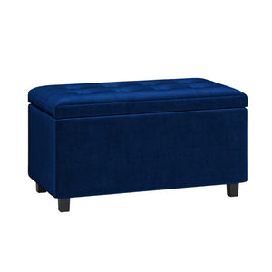 HomeRoots 34" Stylish Dark Brown and Blue Upholstery Storage Ottoman - Versatile Seating and Hidden Storage 640185