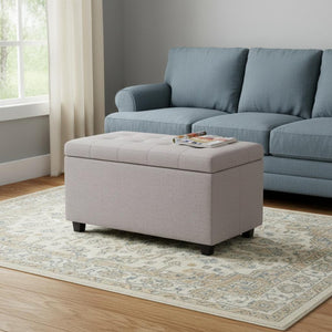 HomeRoots 34" Dark Brown and Cloud Upholstery Storage Ottoman - Stylish Multi-Functional Seating and Storage Solution 640186