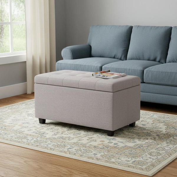 HomeRoots 34" Dark Brown and Cloud Upholstery Storage Ottoman - Stylish Multi-Functional Seating and Storage Solution 640186