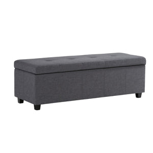 HomeRoots 48" Stylish Dark Brown & Slate Gray Upholstery Storage Ottoman - Versatile Seating & Hidden Storage 640187