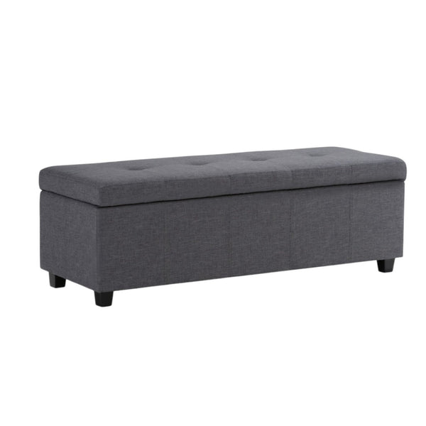 HomeRoots 48" Stylish Dark Brown & Slate Gray Upholstery Storage Ottoman - Versatile Seating & Hidden Storage 640187