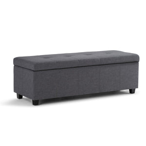 HomeRoots 48" Stylish Dark Brown & Slate Gray Upholstery Storage Ottoman - Versatile Seating & Hidden Storage 640187