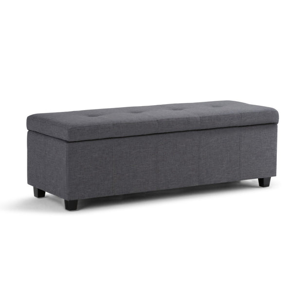 HomeRoots 48" Stylish Dark Brown & Slate Gray Upholstery Storage Ottoman - Versatile Seating & Hidden Storage 640187