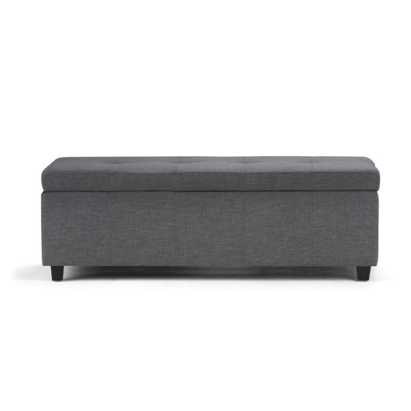 HomeRoots 48" Stylish Dark Brown & Slate Gray Upholstery Storage Ottoman - Versatile Seating & Hidden Storage 640187