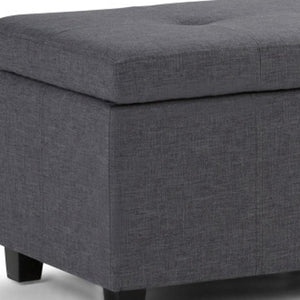 HomeRoots 48" Stylish Dark Brown & Slate Gray Upholstery Storage Ottoman - Versatile Seating & Hidden Storage 640187