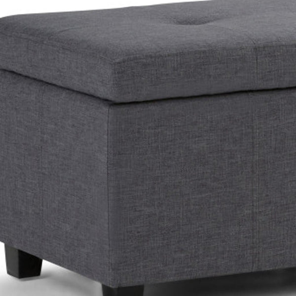 HomeRoots 48" Stylish Dark Brown & Slate Gray Upholstery Storage Ottoman - Versatile Seating & Hidden Storage 640187
