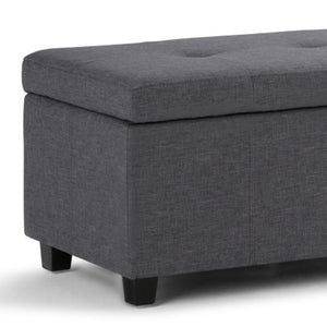 HomeRoots 48" Stylish Dark Brown & Slate Gray Upholstery Storage Ottoman - Versatile Seating & Hidden Storage 640187