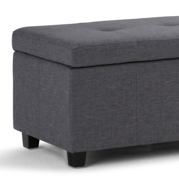 HomeRoots 48" Stylish Dark Brown & Slate Gray Upholstery Storage Ottoman - Versatile Seating & Hidden Storage 640187