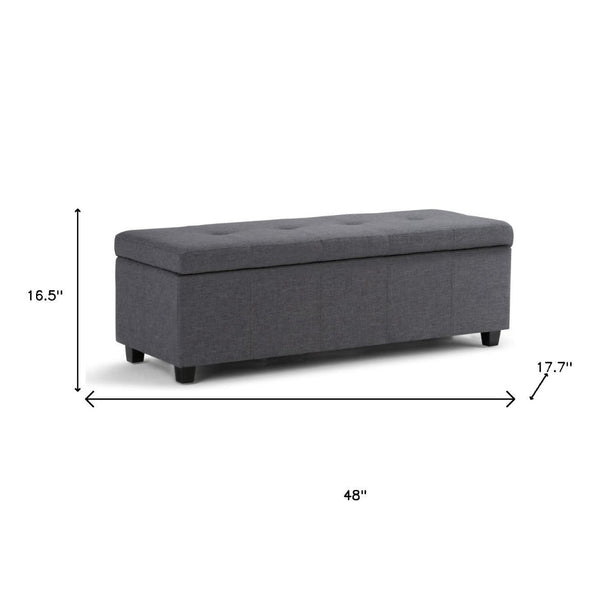 HomeRoots 48" Stylish Dark Brown & Slate Gray Upholstery Storage Ottoman - Versatile Seating & Hidden Storage 640187