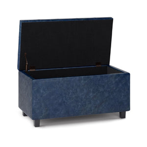 HomeRoots 34" Stylish Dark Brown and Denim Blue Upholstery Storage Ottoman for Stylish Seating & Clutter-Free Living 640188