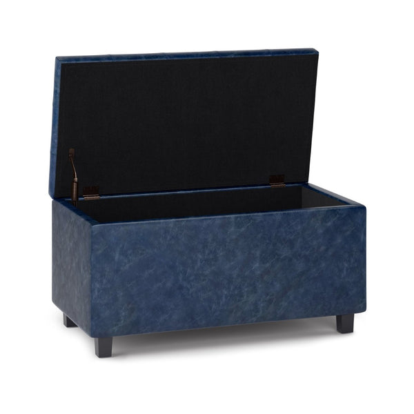 HomeRoots 34" Stylish Dark Brown and Denim Blue Upholstery Storage Ottoman for Stylish Seating & Clutter-Free Living 640188