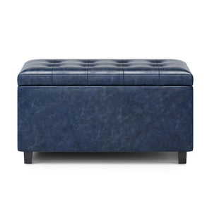 HomeRoots 34" Stylish Dark Brown and Denim Blue Upholstery Storage Ottoman for Stylish Seating & Clutter-Free Living 640188