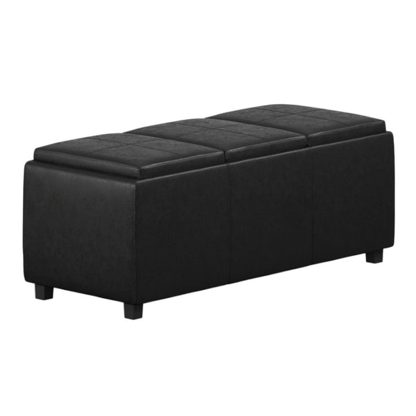 HomeRoots 42" Elegant Dark Brown and Black Upholstered Storage Ottoman - Stylish Multi-Functional Seating Solution 640189