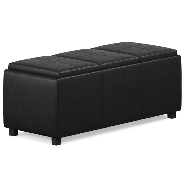 HomeRoots 42" Elegant Dark Brown and Black Upholstered Storage Ottoman - Stylish Multi-Functional Seating Solution 640189