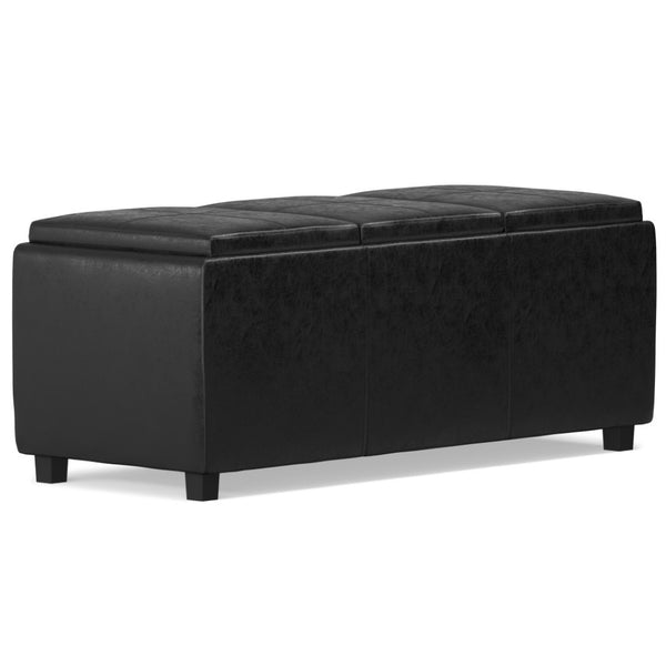 HomeRoots 42" Elegant Dark Brown and Black Upholstered Storage Ottoman - Stylish Multi-Functional Seating Solution 640189