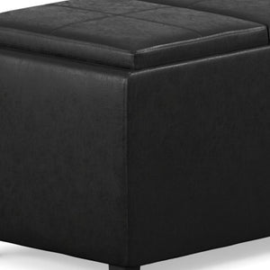 HomeRoots 42" Elegant Dark Brown and Black Upholstered Storage Ottoman - Stylish Multi-Functional Seating Solution 640189