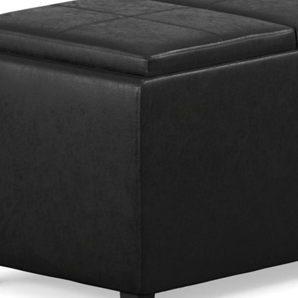 HomeRoots 42" Elegant Dark Brown and Black Upholstered Storage Ottoman - Stylish Multi-Functional Seating Solution 640189