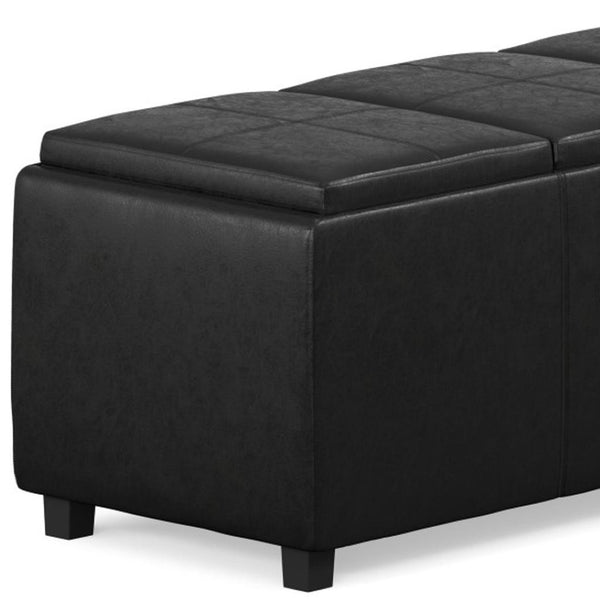 HomeRoots 42" Elegant Dark Brown and Black Upholstered Storage Ottoman - Stylish Multi-Functional Seating Solution 640189