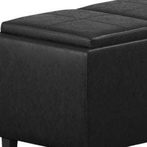 HomeRoots 42" Elegant Dark Brown and Black Upholstered Storage Ottoman - Stylish Multi-Functional Seating Solution 640189
