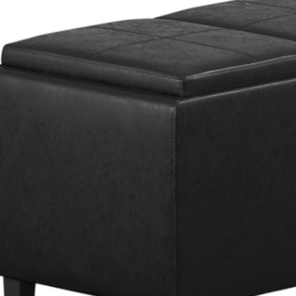 HomeRoots 42" Elegant Dark Brown and Black Upholstered Storage Ottoman - Stylish Multi-Functional Seating Solution 640189