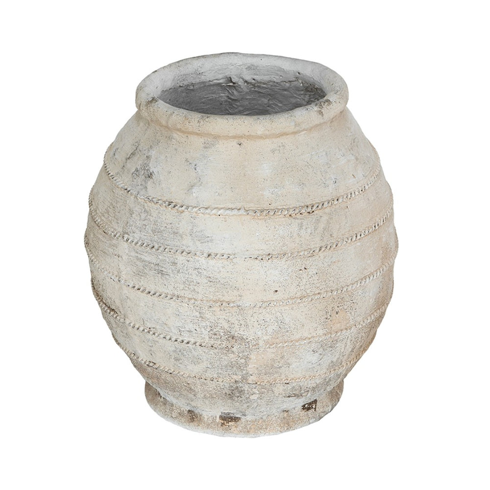 English Elm 17.5x17.5x18.5" Magnesium Round Planter Weathered White Ridged Farmhouse Garden Pot W2078P495296