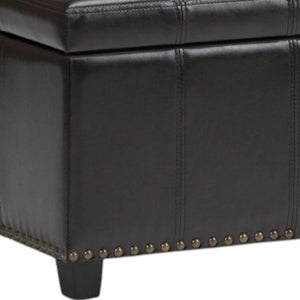 HomeRoots 33" Stylish Espresso & Brown Upholstery Storage Ottoman - Versatile Seating & Hidden Compartment 640192
