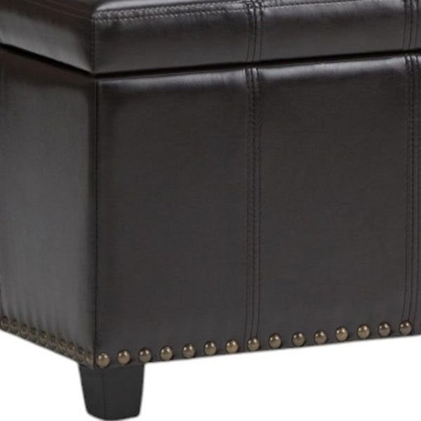 HomeRoots 33" Stylish Espresso & Brown Upholstery Storage Ottoman - Versatile Seating & Hidden Compartment 640192