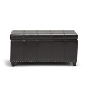 HomeRoots 33" Stylish Espresso & Brown Upholstery Storage Ottoman - Versatile Seating & Hidden Compartment 640192