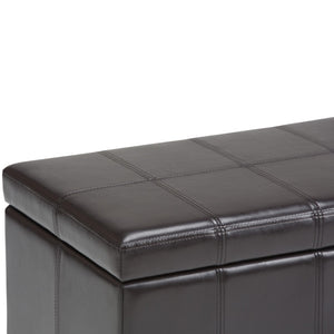HomeRoots 33" Stylish Espresso & Brown Upholstery Storage Ottoman - Versatile Seating & Hidden Compartment 640192