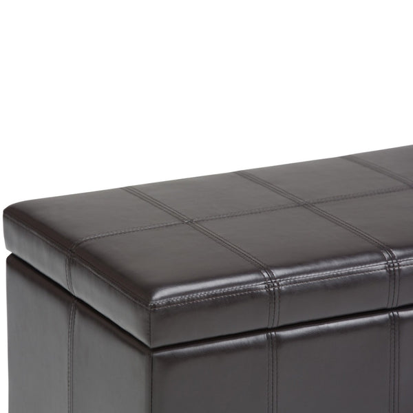 HomeRoots 33" Stylish Espresso & Brown Upholstery Storage Ottoman - Versatile Seating & Hidden Compartment 640192